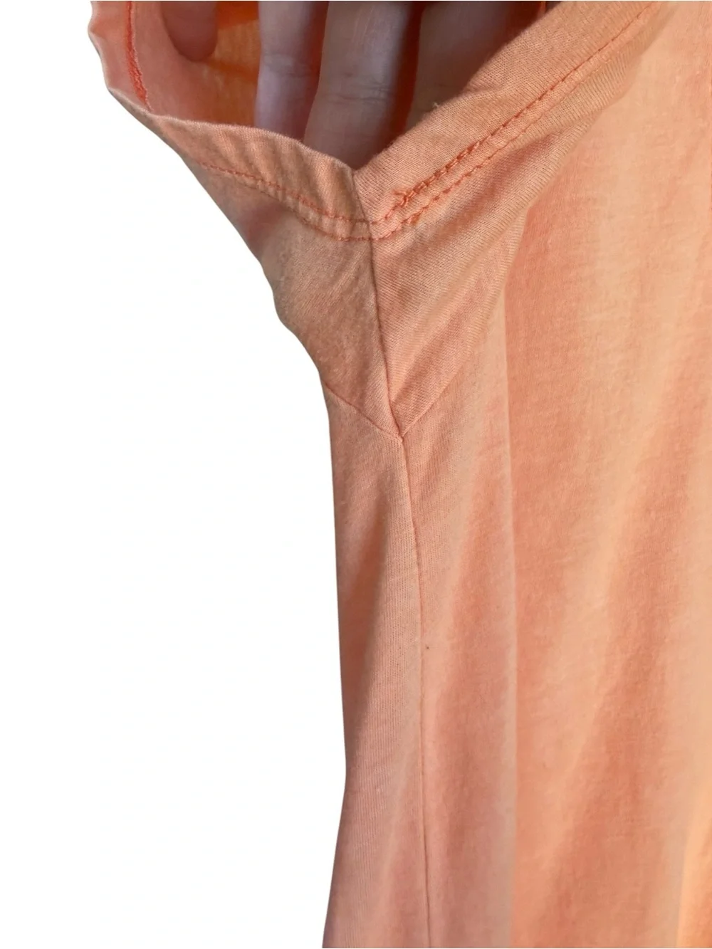 Vintage Y2K Realitee Clothing Co Blank Deep V-Neck Tee Peach Medium | like new - Picture 5 of 6